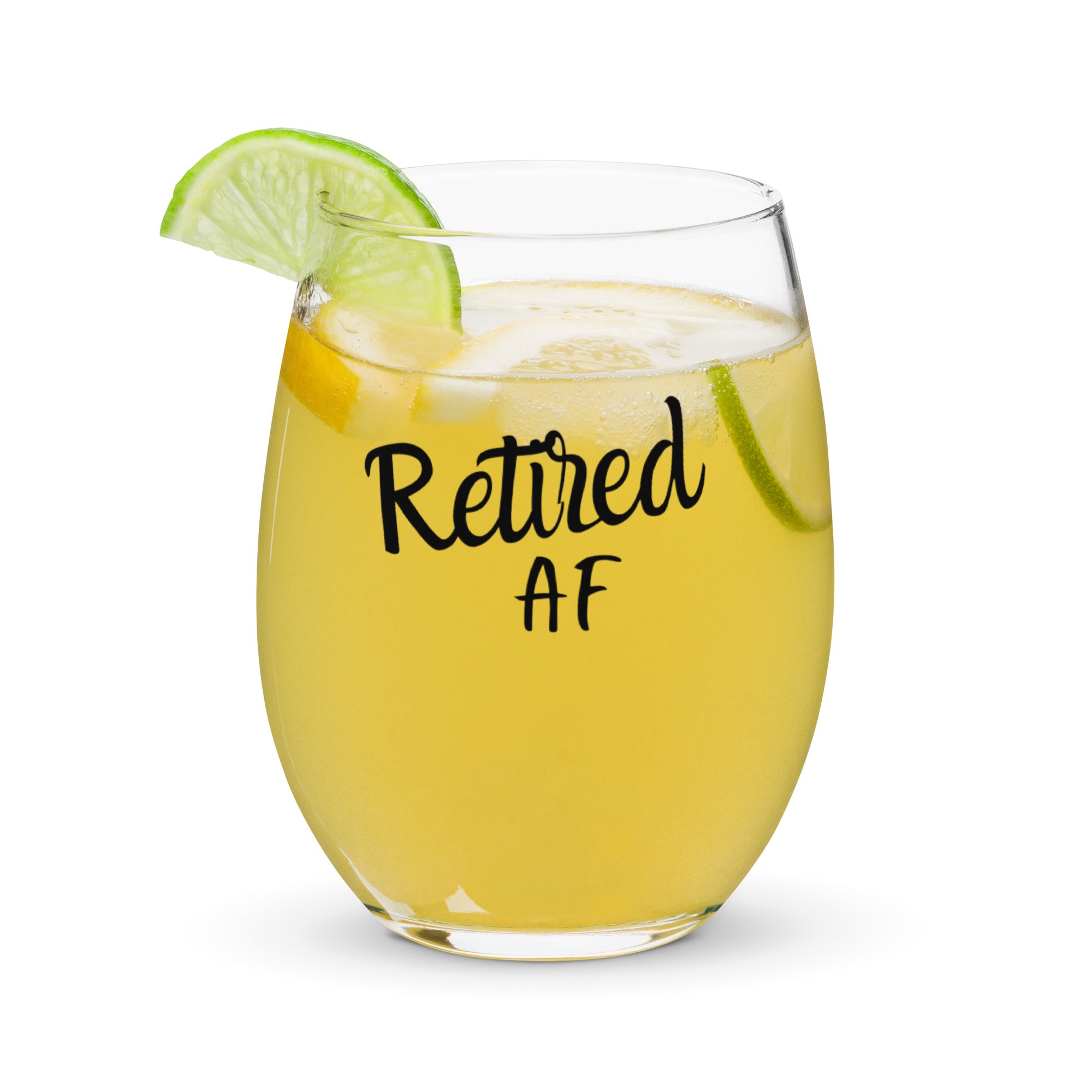 Retired AF Stemless wine glass – The Second Half Store